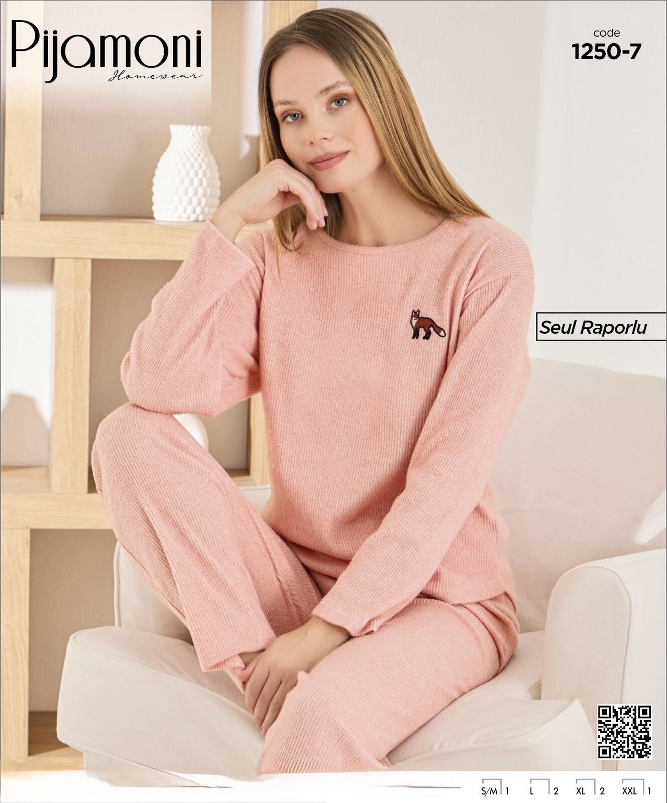 PİJAMONİ 1250-7 BAYAN SEUL RAPORLU PİJAMA TAKIM