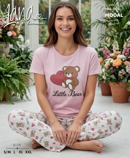 LANA 304-265 BAYAN MODAL KISA KOL PİJAMA TAKIM