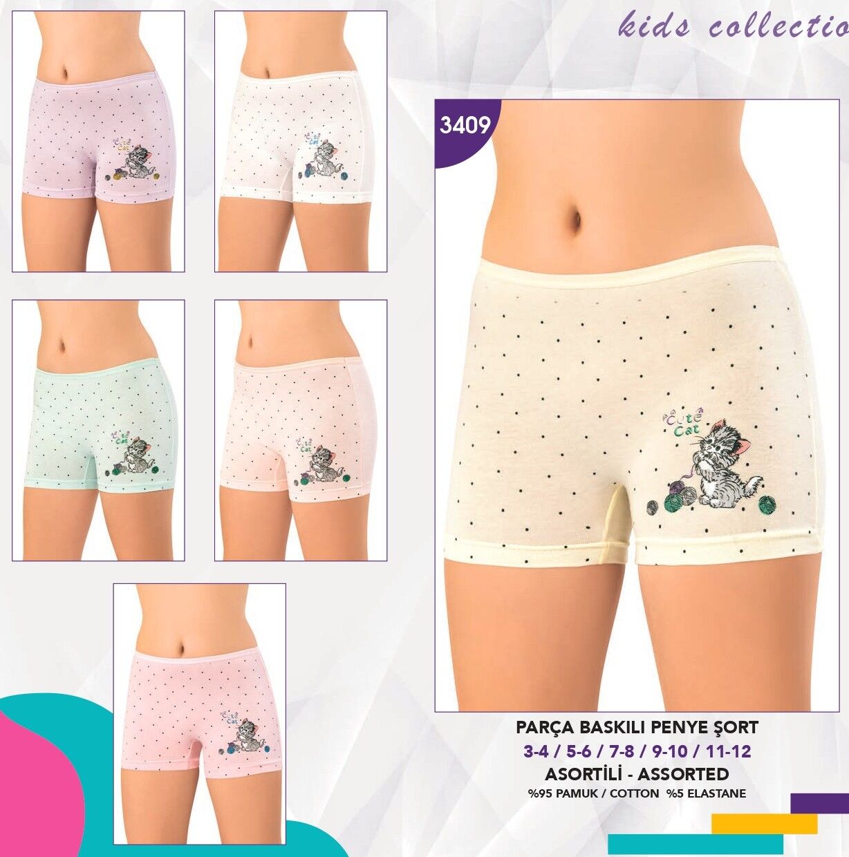 KOTA 3409 KIZ ÇOCUK PARÇA BASKILI BOXER
