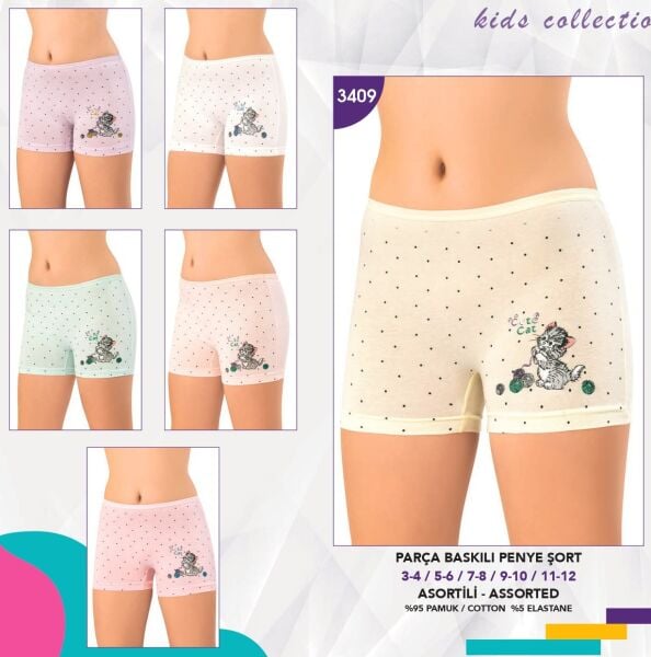 KOTA 3409 KIZ ÇOCUK PARÇA BASKILI BOXER