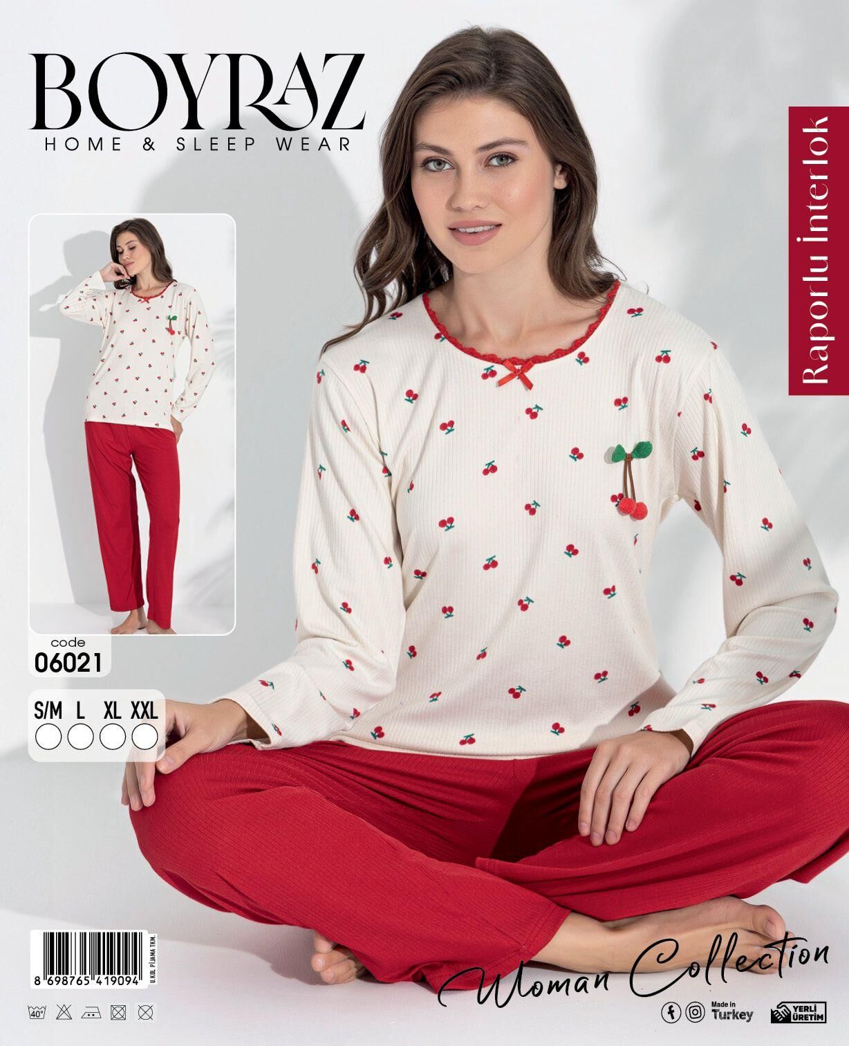BOYRAZ 06021 BAYAN RAPORLU İNTERLOK PİJAMA TAKIMI
