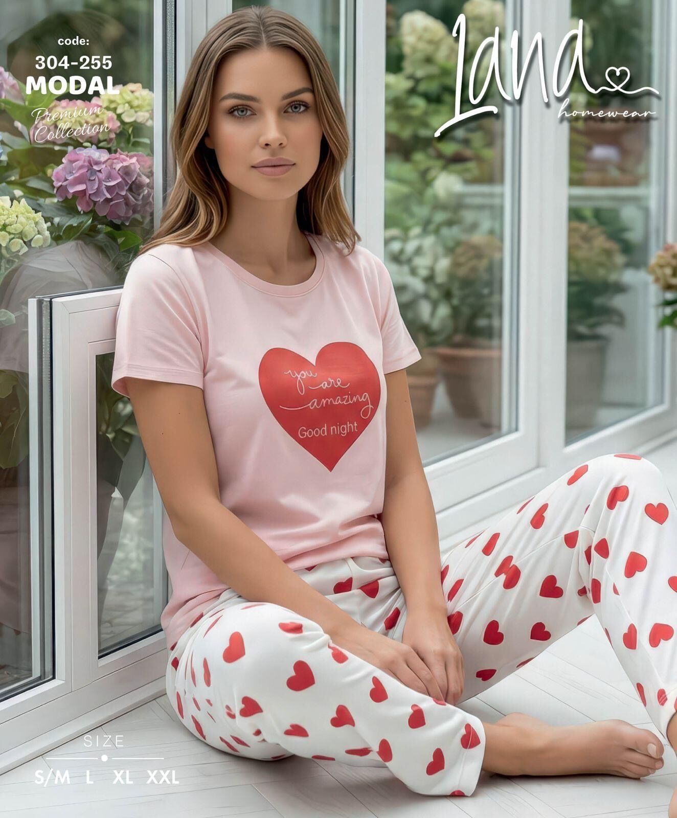 LANA 304-255 BAYAN MODAL KISA KOL PİJAMA TAKIM