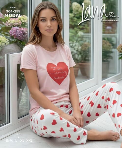 LANA 304-255 BAYAN MODAL KISA KOL PİJAMA TAKIM