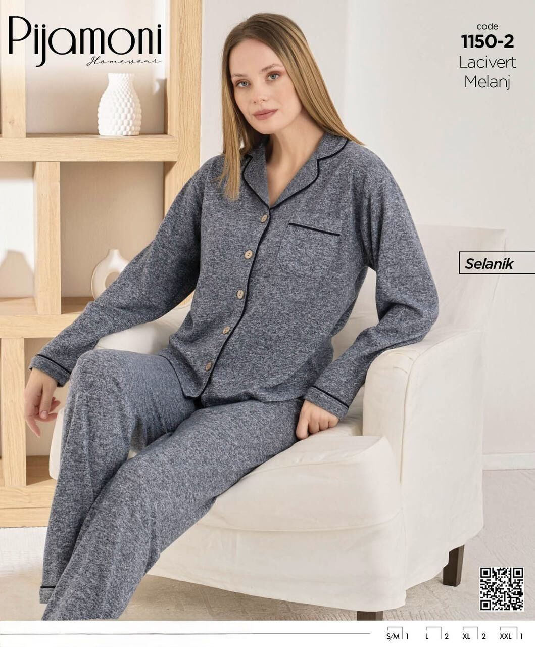 PİJAMONİ 1150-2 BAYAN SELANİK PİJAMA TAKIM