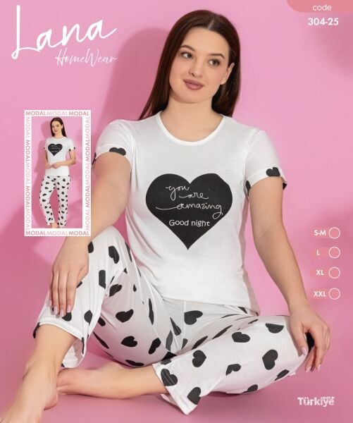 LANA 304-25 BAYAN MODAL KISA KOL PİJAMA TAKIM