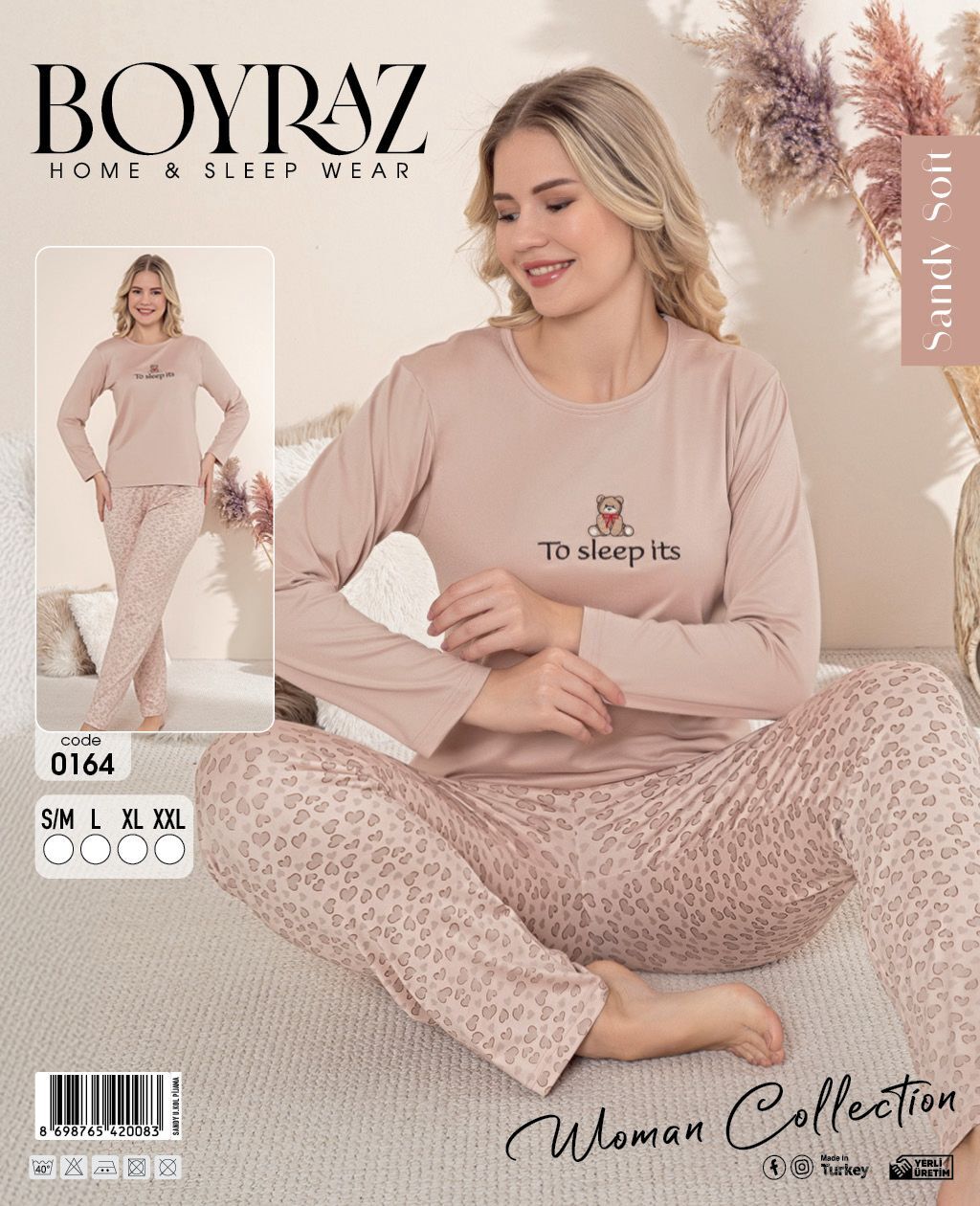 BOYRAZ 00164 BAYAN SENDY SOFT  PİJAMA TAKIMI