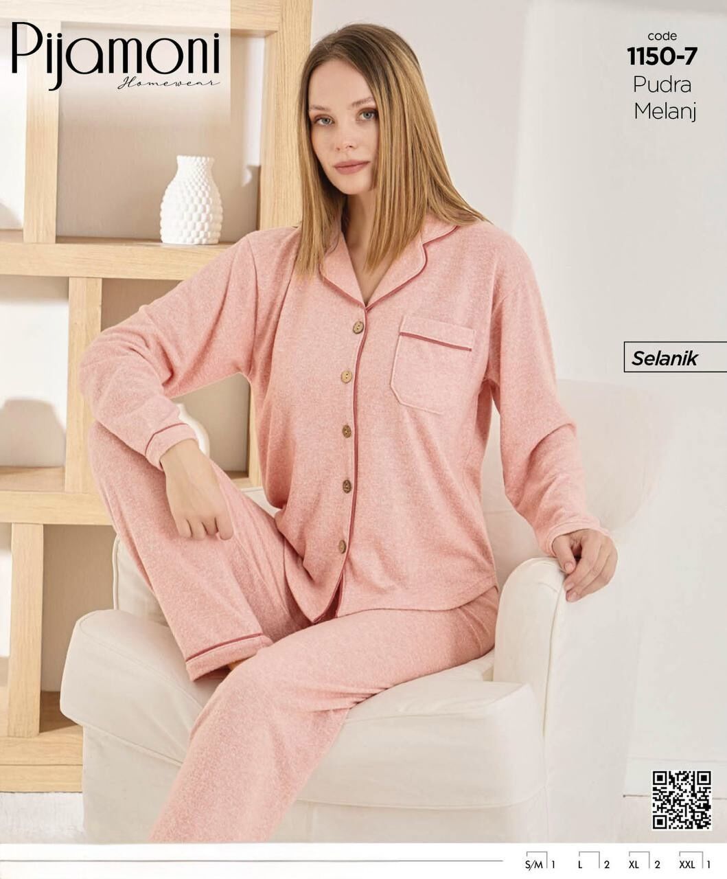 PİJAMONİ 1150-7 BAYAN SELANİK PİJAMA TAKIM