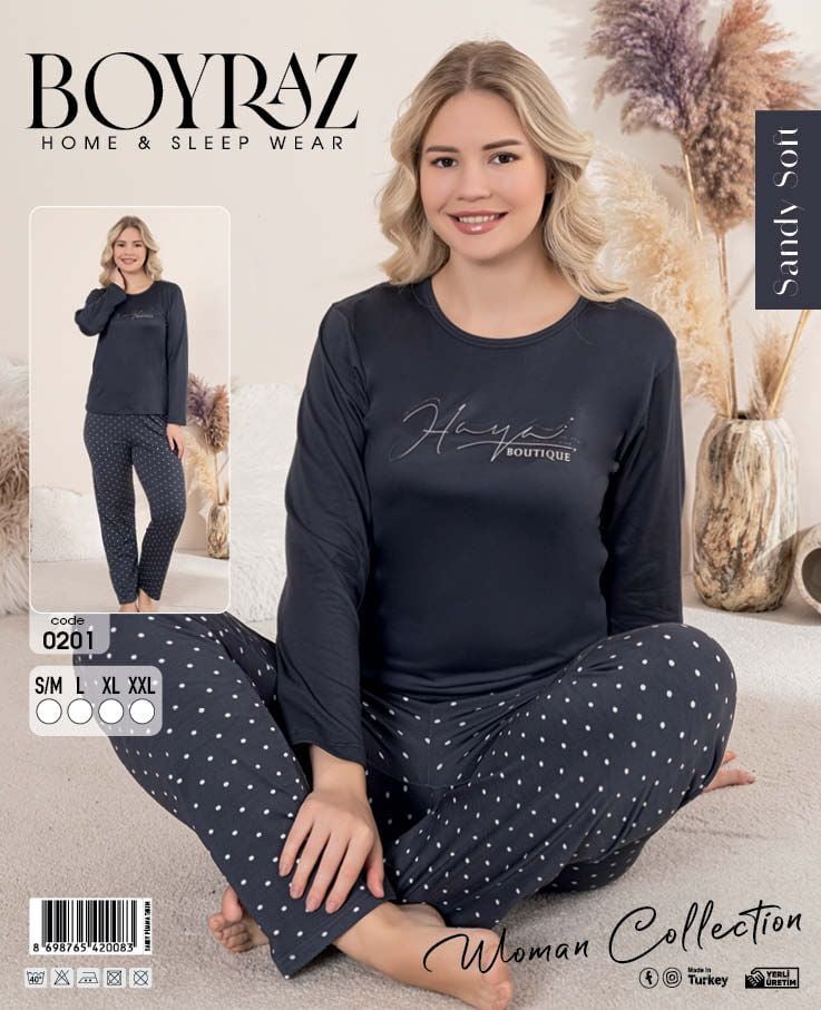 BOYRAZ 0201 BAYAN SENDY SOFT  PİJAMA TAKIMI