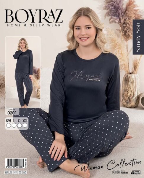 BOYRAZ 0201 BAYAN SENDY SOFT  PİJAMA TAKIMI