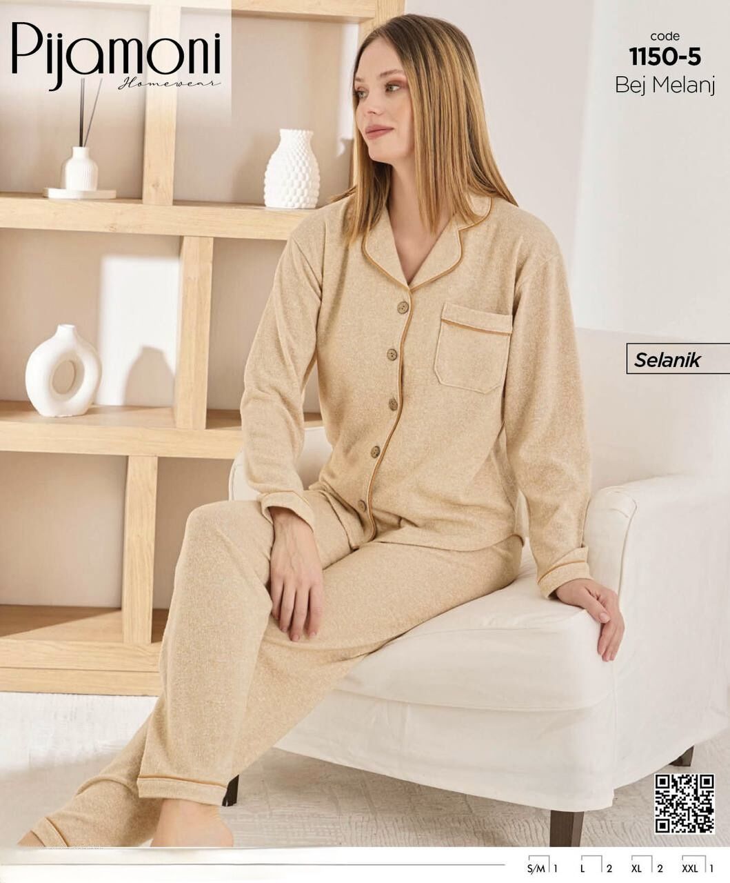 PİJAMONİ 1150-5 BAYAN SELANİK PİJAMA TAKIM