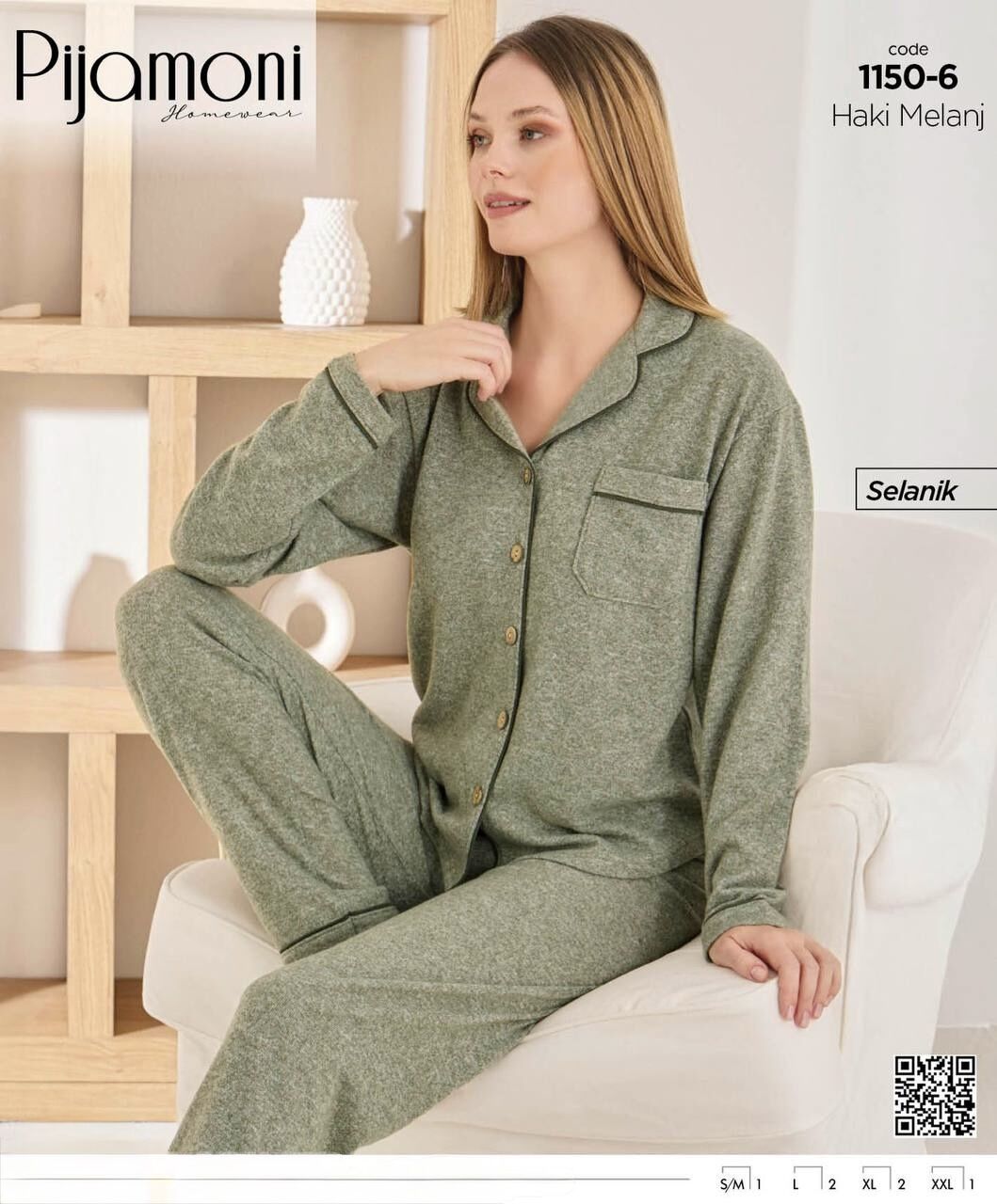 PİJAMONİ 1150-6 BAYAN SELANİK PİJAMA TAKIM