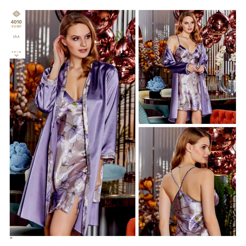 JEREMİ 4010 SATEN KISA 2 Lİ GECELİK TAKIM