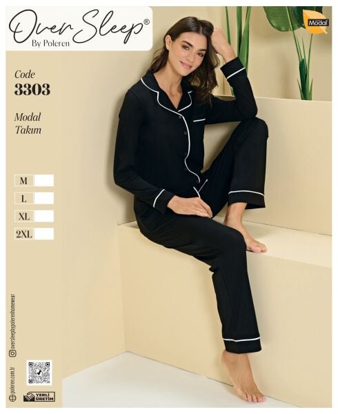 OVER SLEEP 3303 BAYAN Ö.DÜĞMELİ PİJAMA TAKIM