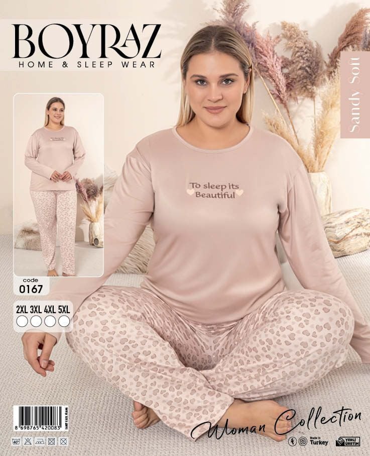 BOYRAZ 0167 BAYAN SENDY SOFT BATTAL PİJAMA TAKIMI