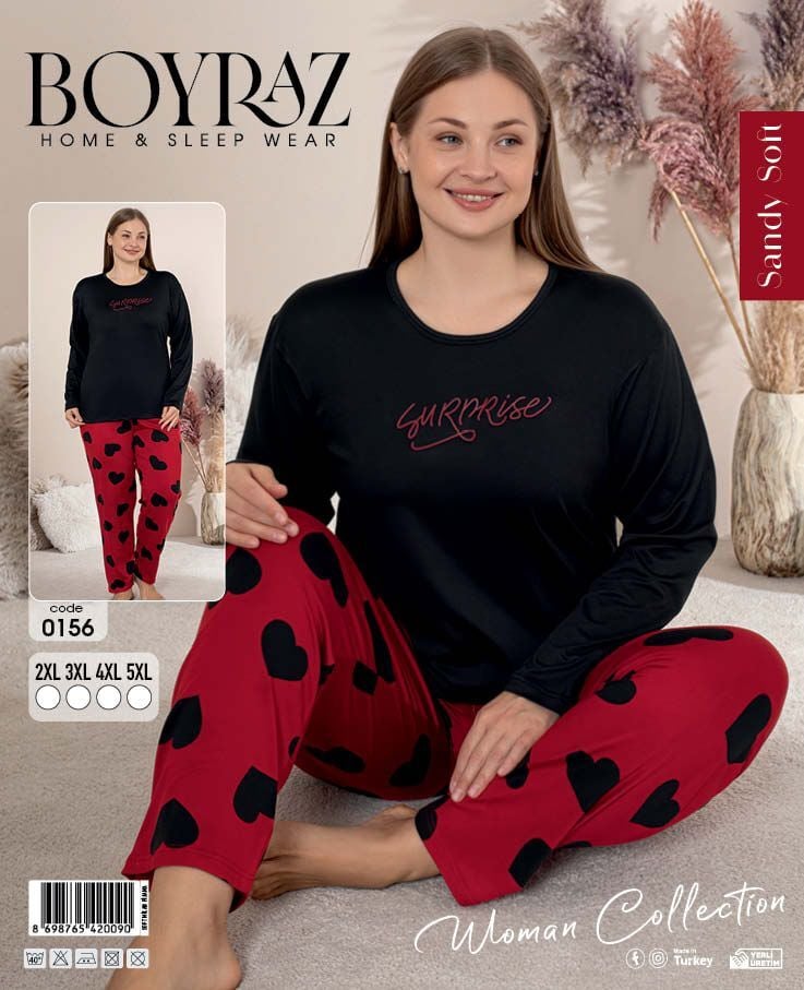 BOYRAZ 0156 BAYAN SENDY SOFT BATTAL PİJAMA TAKIMI