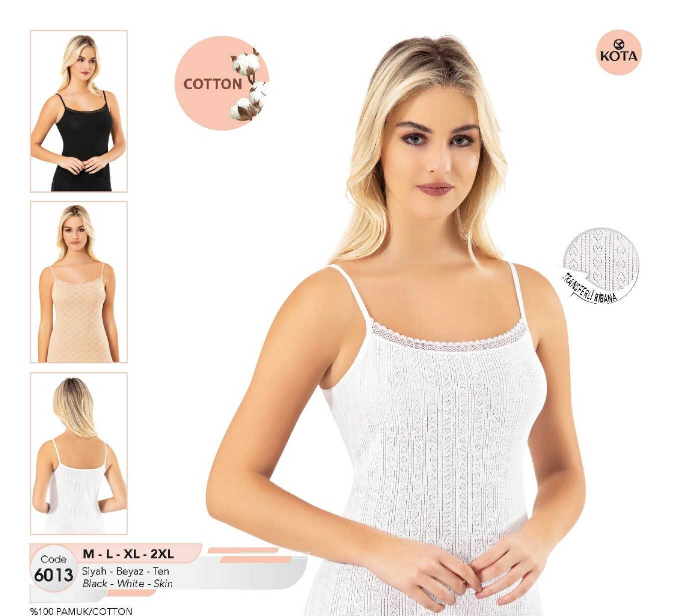 KOTA 6013 BAYAN TRANSFERLİ RİB.İP ASKILI ATLET