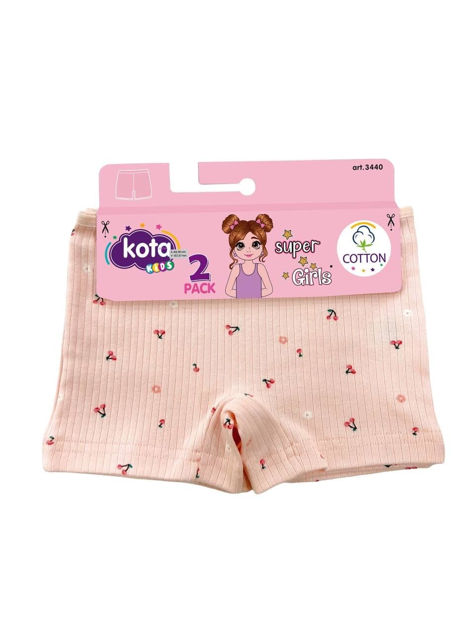 KOTA 3440 KIZ ÇOCUK BAS.RAPORLU RİBANA 2 Lİ ŞORT