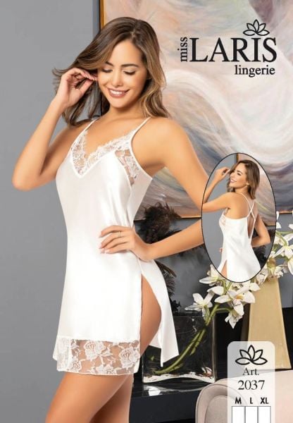 MİSS LARİS 2037 SATEN KISA GECELİK BEYAZ