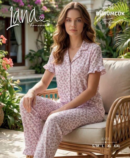 LANA 127-39 BÜRÜMCÜK GÖMLEK KISA KOL PİJAMA TK