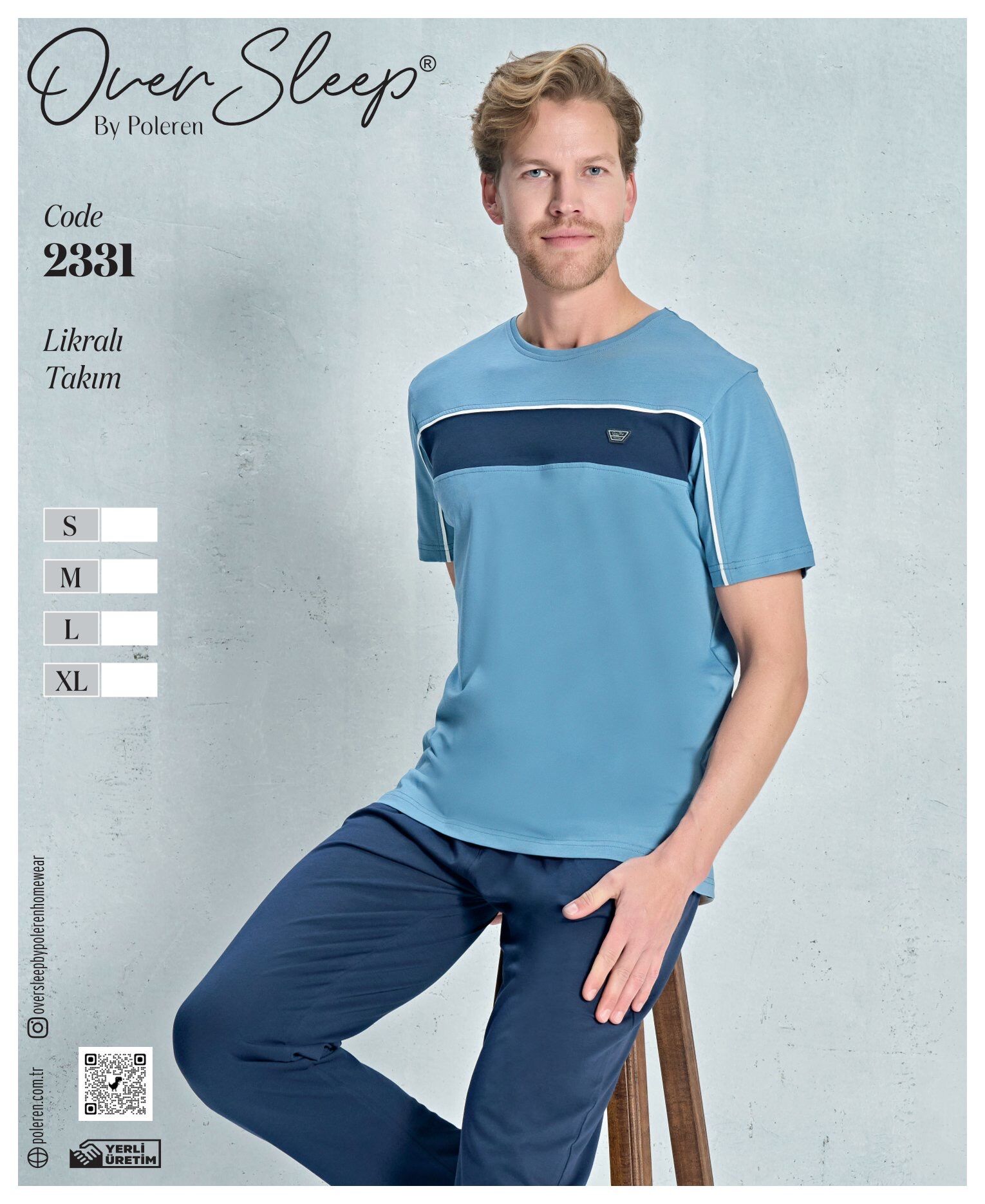 OVER SLEEP 2331 ERKEK LYC.K.KOL PİJAMA TK