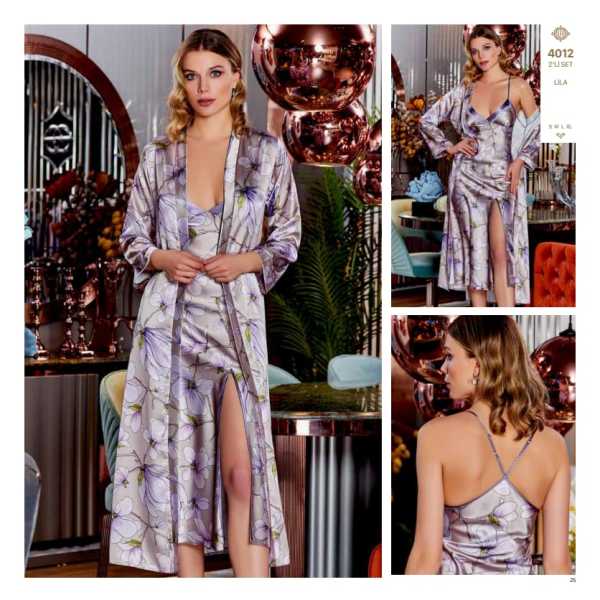 JEREMİ 4012 SATEN UZUN 2 Lİ GECELİK TAKIM