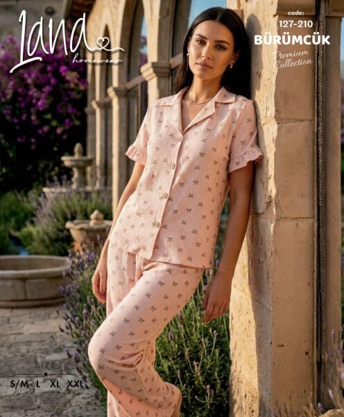LANA 127-210 BÜRÜMCÜK GÖMLEK KISA KOL PİJAMA TK