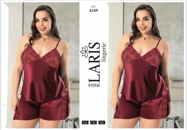 MİSS LARİS 4249 BIG SİZE SATEN ŞORT TAKIM