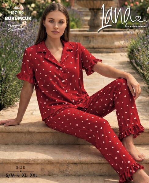LANA 127-82 BÜRÜMCÜK GÖMLEK KISA KOL PİJAMA TK