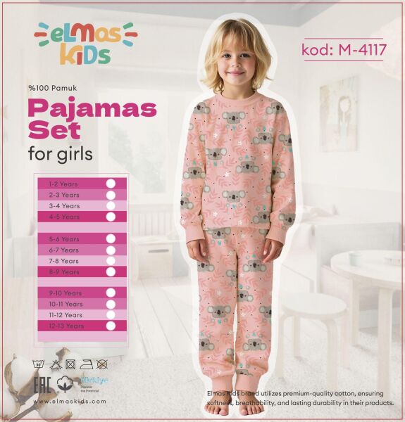 ELMAS 4117-2 KIZ ÇOCUK 5-9 YAŞ PİJAMA TAKIM