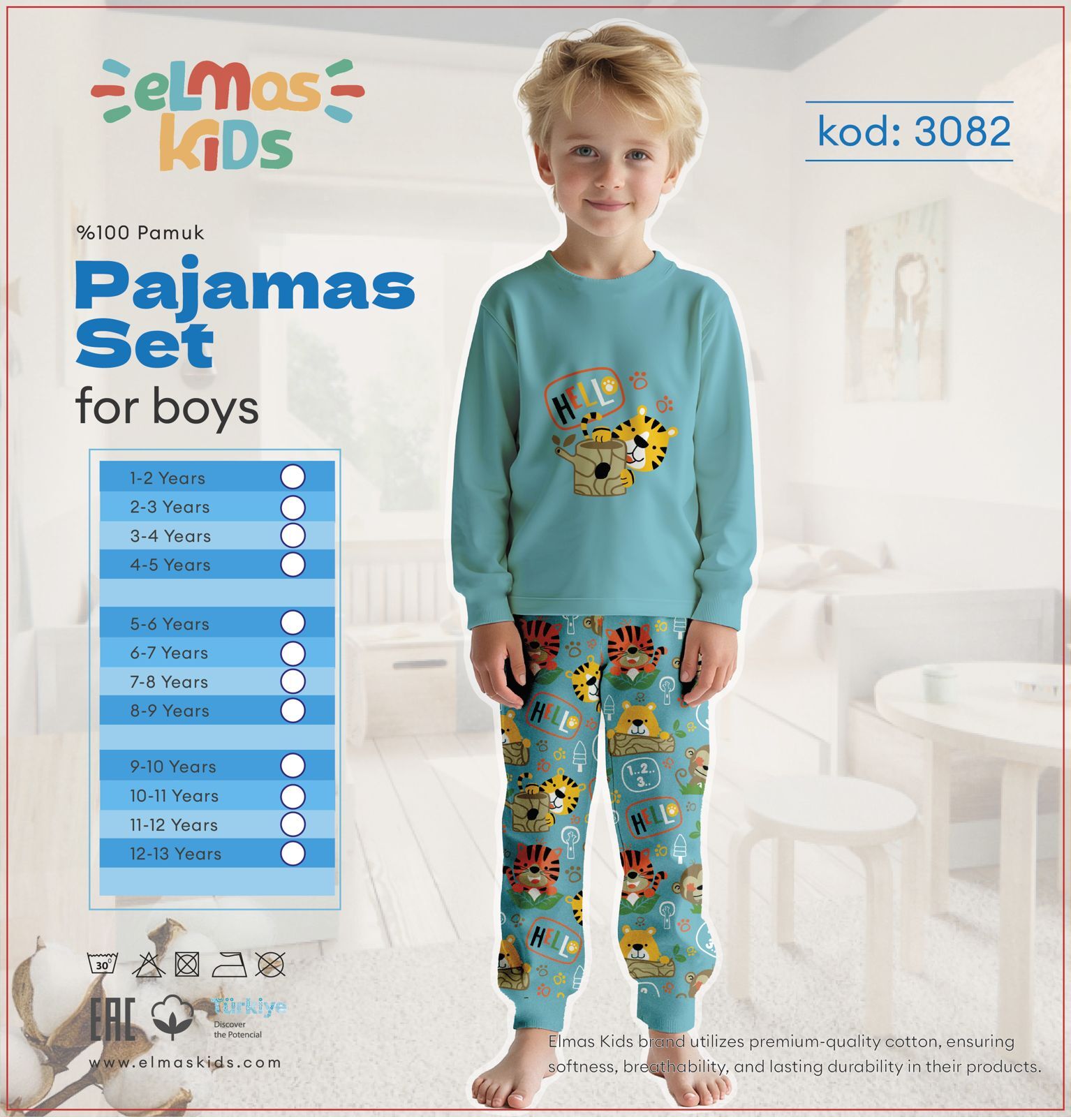ELMAS 3082-1 ERKEK ÇOCUK 1-5 YAŞ PİJAMA TAKIM