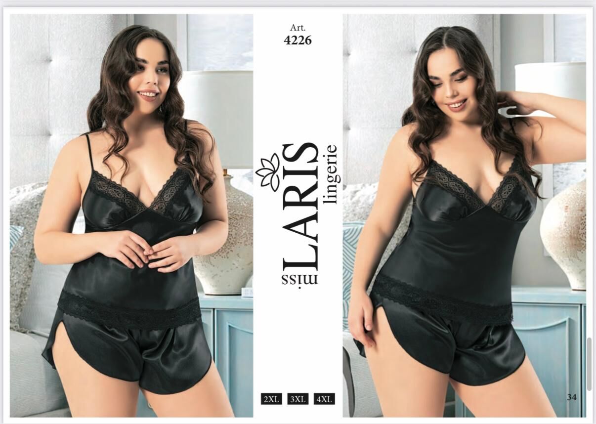 MİSS LARİS 4226 BIG SİZE SATEN ŞORT TAKIM