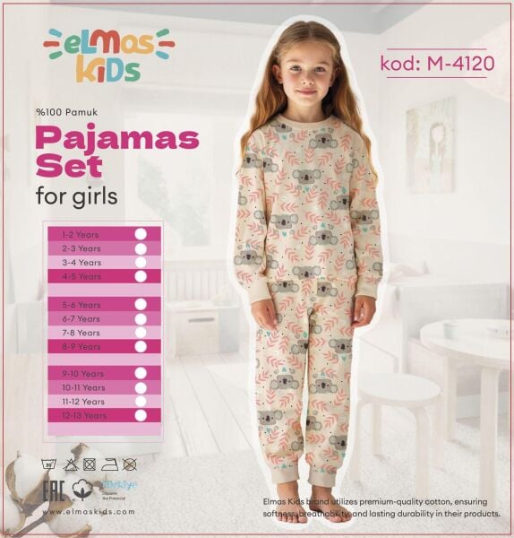 ELMAS 4120-1 KIZ ÇOCUK 1-5 YAŞ PİJAMA TAKIM