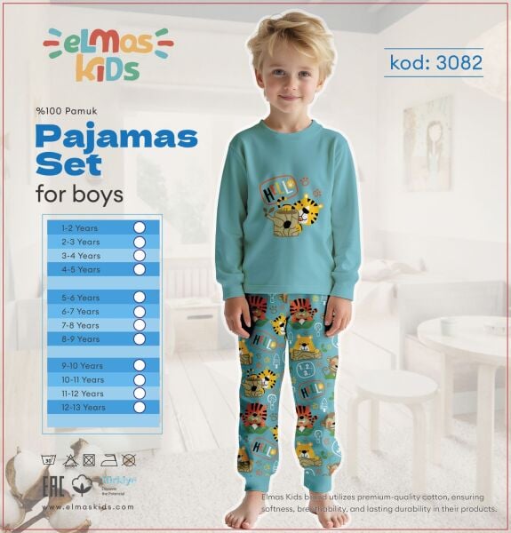 ELMAS 3082-3 ERKEK ÇOCUK 9-12 YAŞ PİJAMA TAKIM