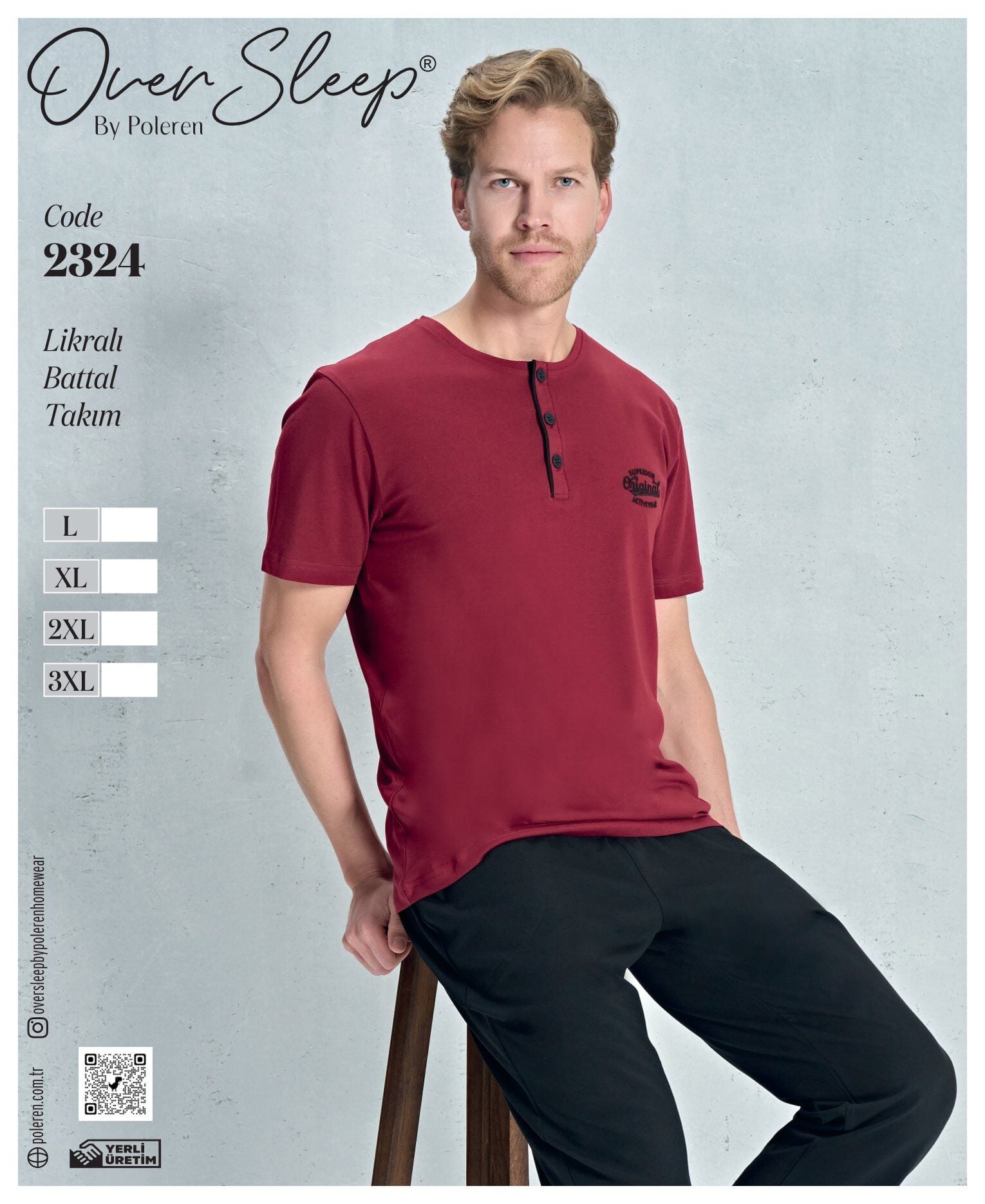 OVER SLEEP 2324 ERKEK LYC.BATTAL K.KOL PİJAMA TK