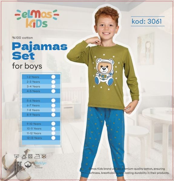 ELMAS 3061 ERKEK ÇOCUK 5-9 YAŞ PİJAMA TAKIM