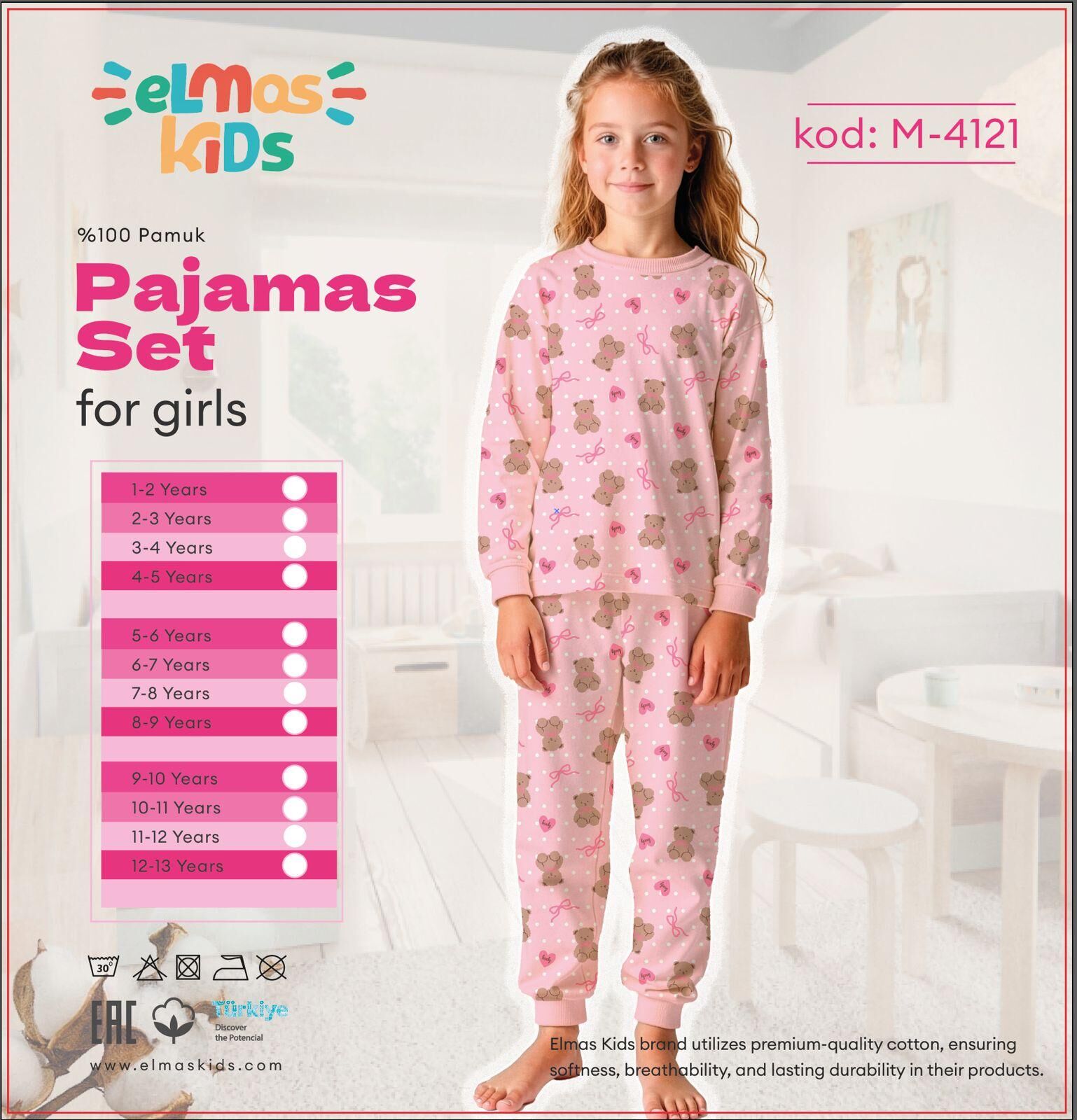 ELMAS 4121-3 KIZ ÇOCUK 9-13 YAŞ PİJAMA TAKIM