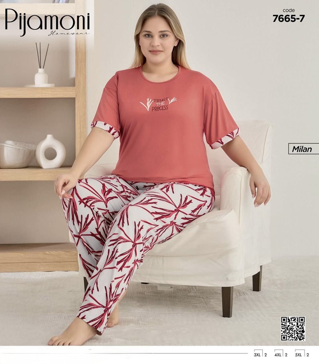 PİJAMONİ 7665-7 MİLAN BATTAL KISA KOL PİJAMA TAKIM