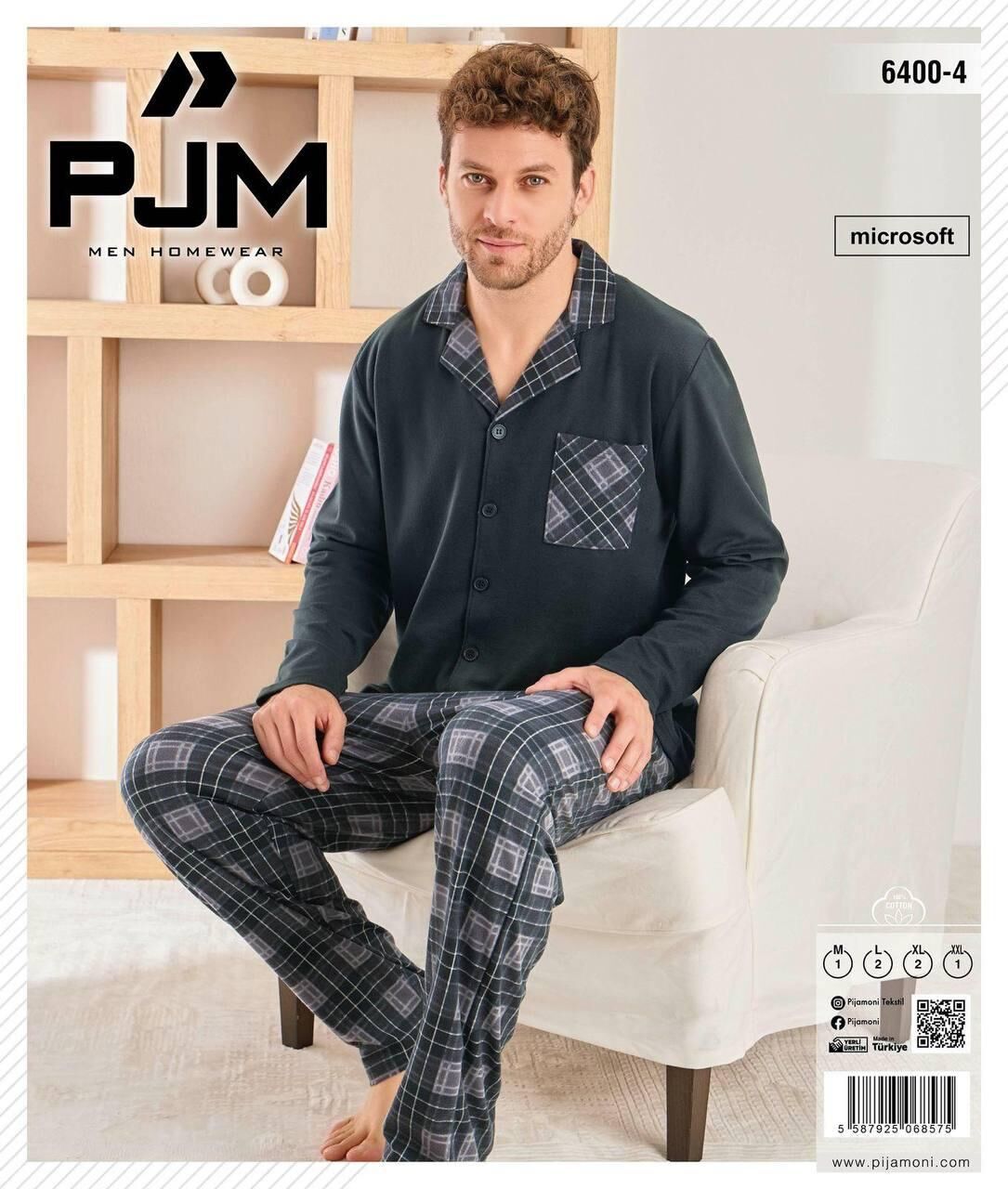 PJM 6400-4 ERKEK ÖNÜ DÜĞMELİ PENYE PİJAMA TAKIM