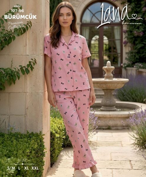 LANA 127-96 BÜRÜMCÜK GÖMLEK KISA KOL PİJAMA TK