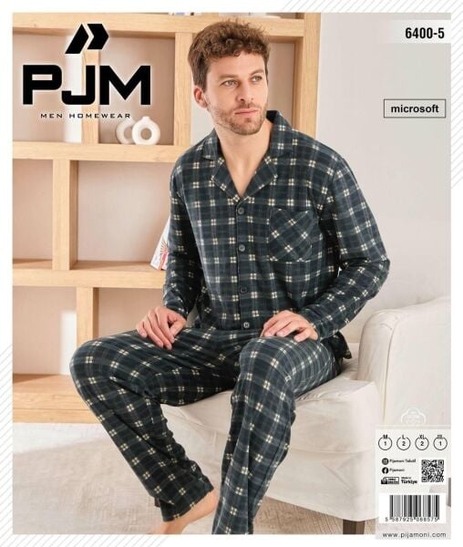 PJM 6400-5 ERKEK ÖNÜ DÜĞMELİ PENYE PİJAMA TAKIM