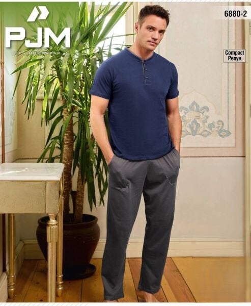 PJM 6880-2 ERKEK PENYE KISA KOL PİJAMA TAKIM