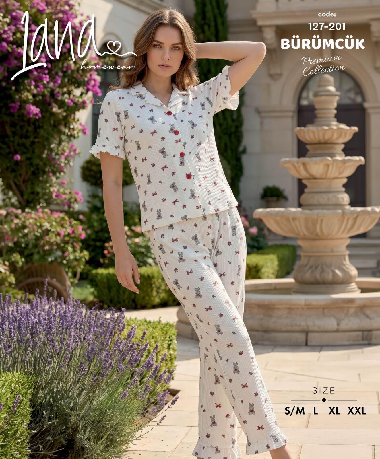 LANA 127-201 BÜRÜMCÜK GÖMLEK KISA KOL PİJAMA TK