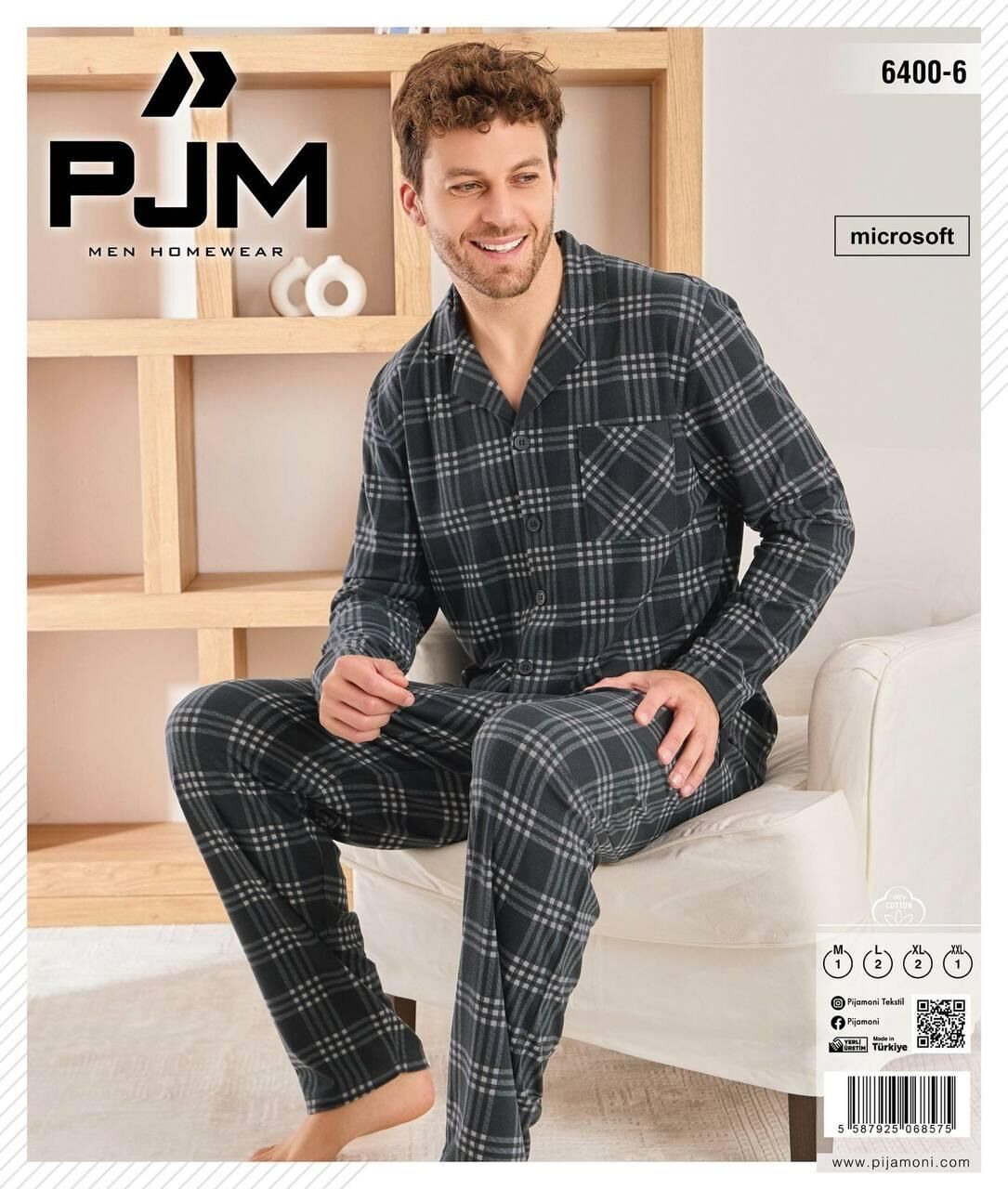 PJM 6400-6 ERKEK ÖNÜ DÜĞMELİ PENYE PİJAMA TAKIM