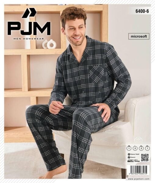 PJM 6400-6 ERKEK ÖNÜ DÜĞMELİ PENYE PİJAMA TAKIM