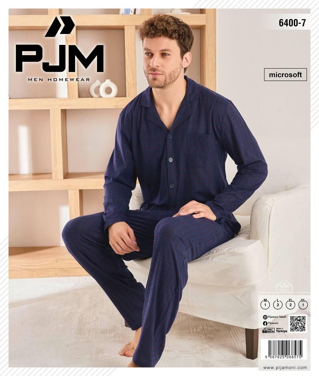 PJM 6400-7 ERKEK ÖNÜ DÜĞMELİ PENYE PİJAMA TAKIM