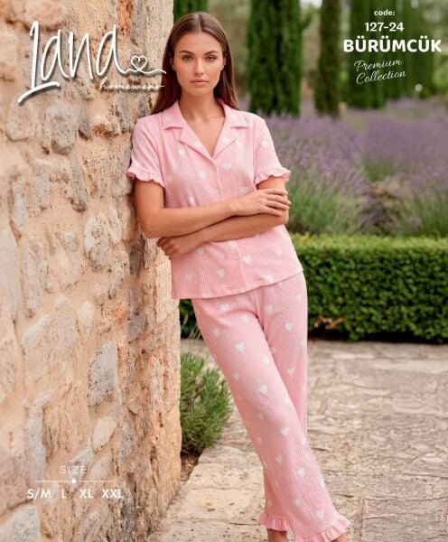 LANA 127-24 BÜRÜMCÜK GÖMLEK KISA KOL PİJAMA TK