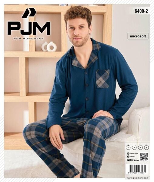 PJM 6400-2 ERKEK ÖNÜ DÜĞMELİ PENYE PİJAMA TAKIM