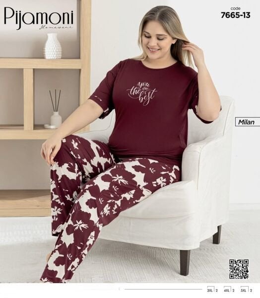 PİJAMONİ 7665-13 MİLAN BATTAL KISA KOL PİJAMA TK