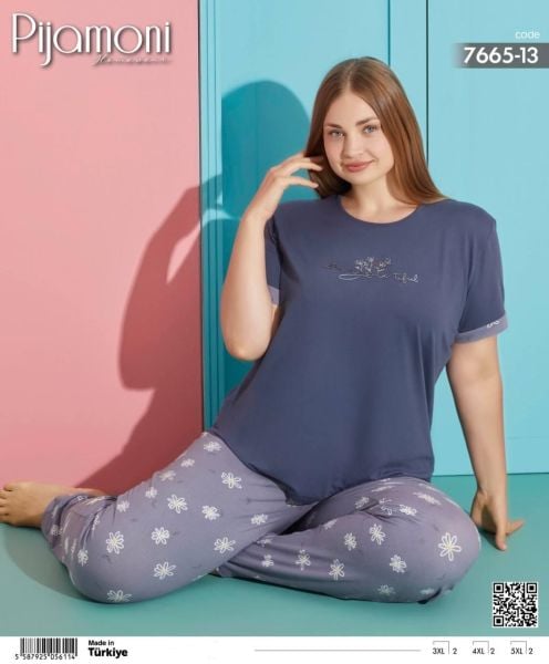 PİJAMONİ 7665-13 MİLAN BATTAL KISA KOL PİJAMA TK