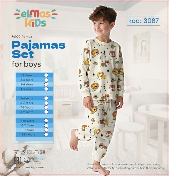 ELMAS 3087-2 ERKEK ÇOCUK 5-8 YAŞ PİJAMA TAKIM